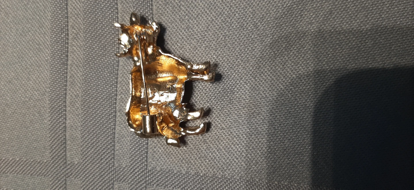 Gold & black cow shaped brooch with rhinestones. - photo 3