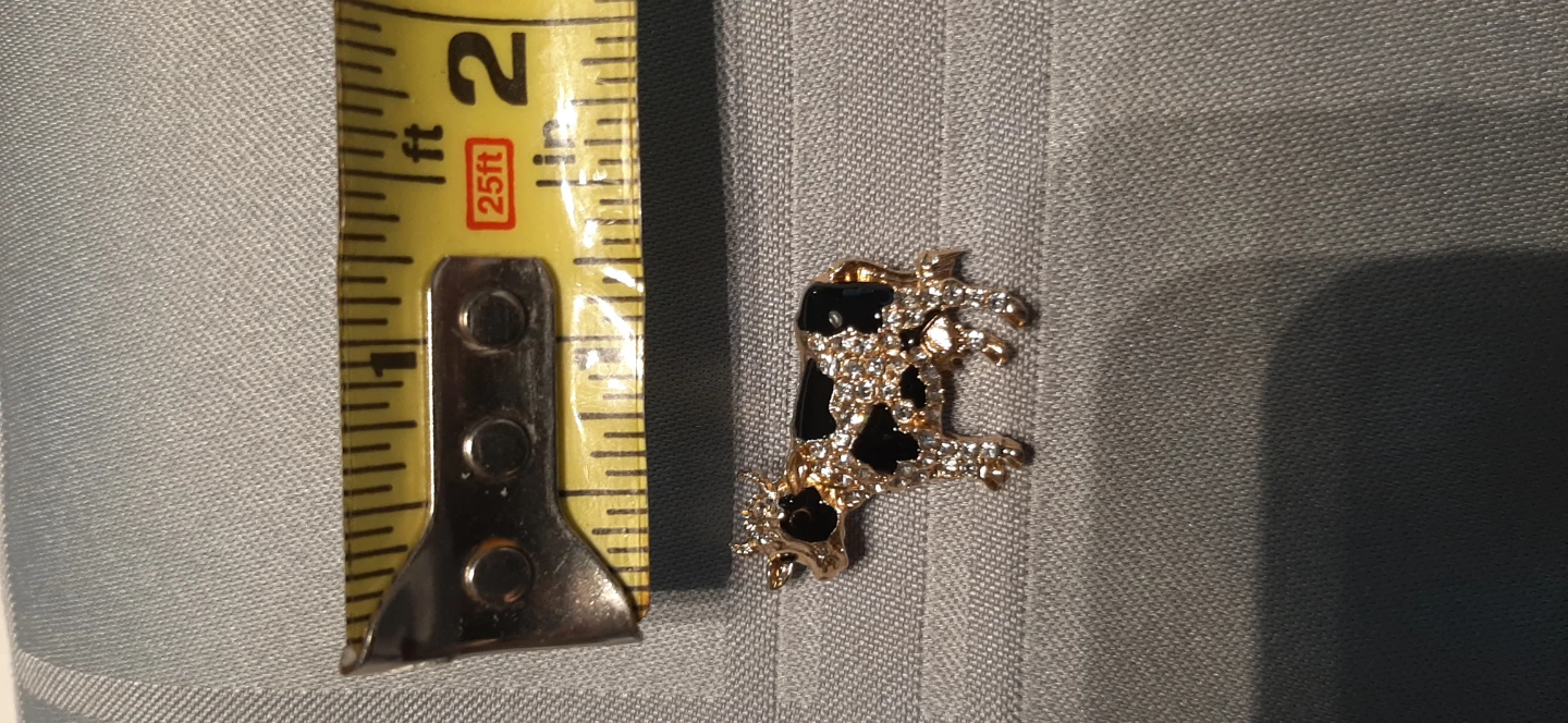 Gold & black cow shaped brooch with rhinestones. - photo 4