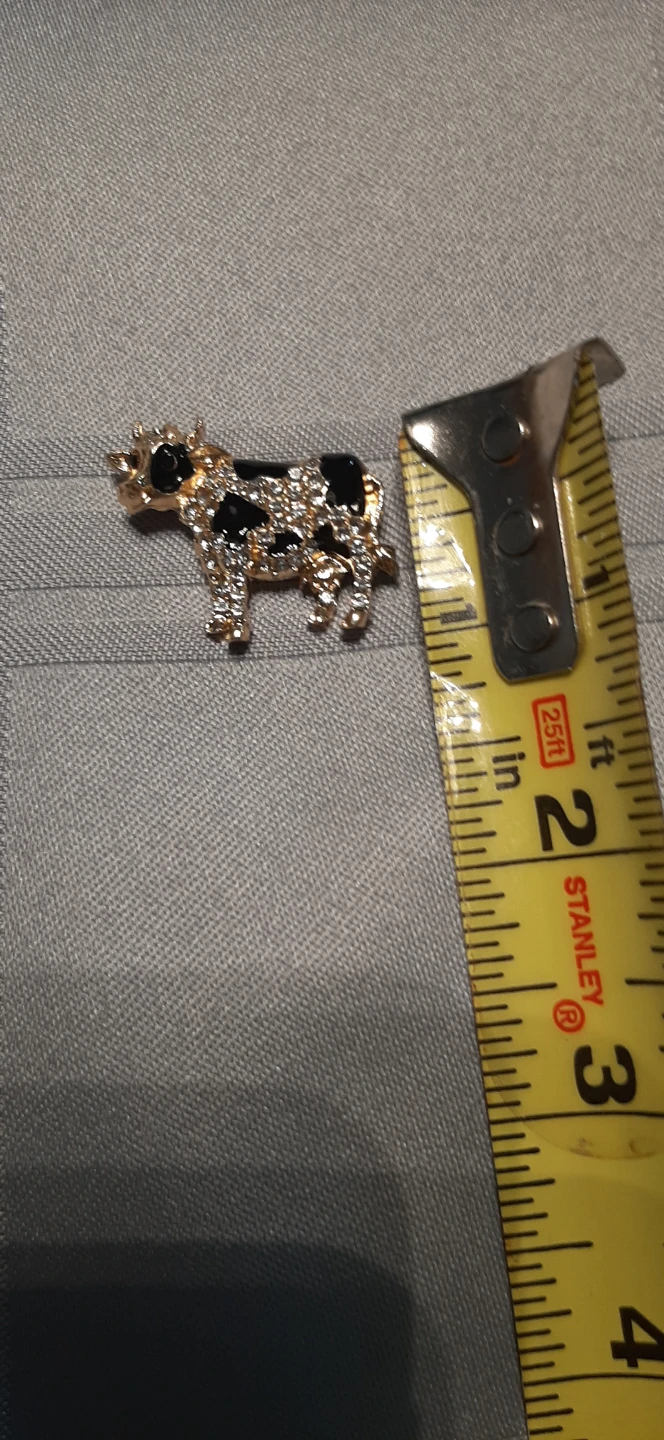 Gold & black cow shaped brooch with rhinestones. - photo 5