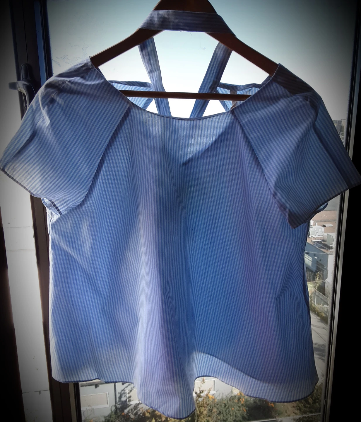 Zara Trafaluc Blue Striped Tie-Back Top - photo 2