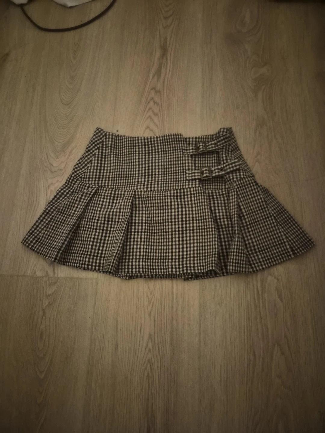 Brown gingham midlength skirt