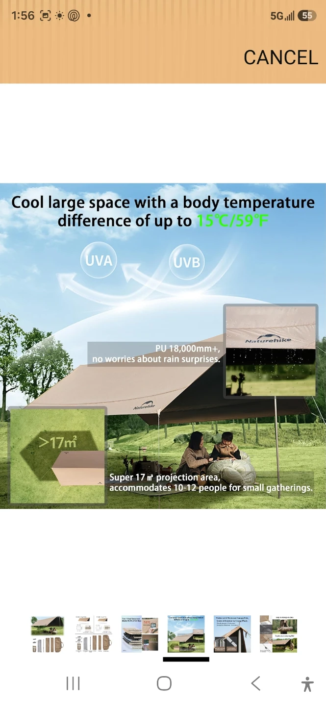 Naturehike Vinyl Sunscreen Camping Canopy - photo 4