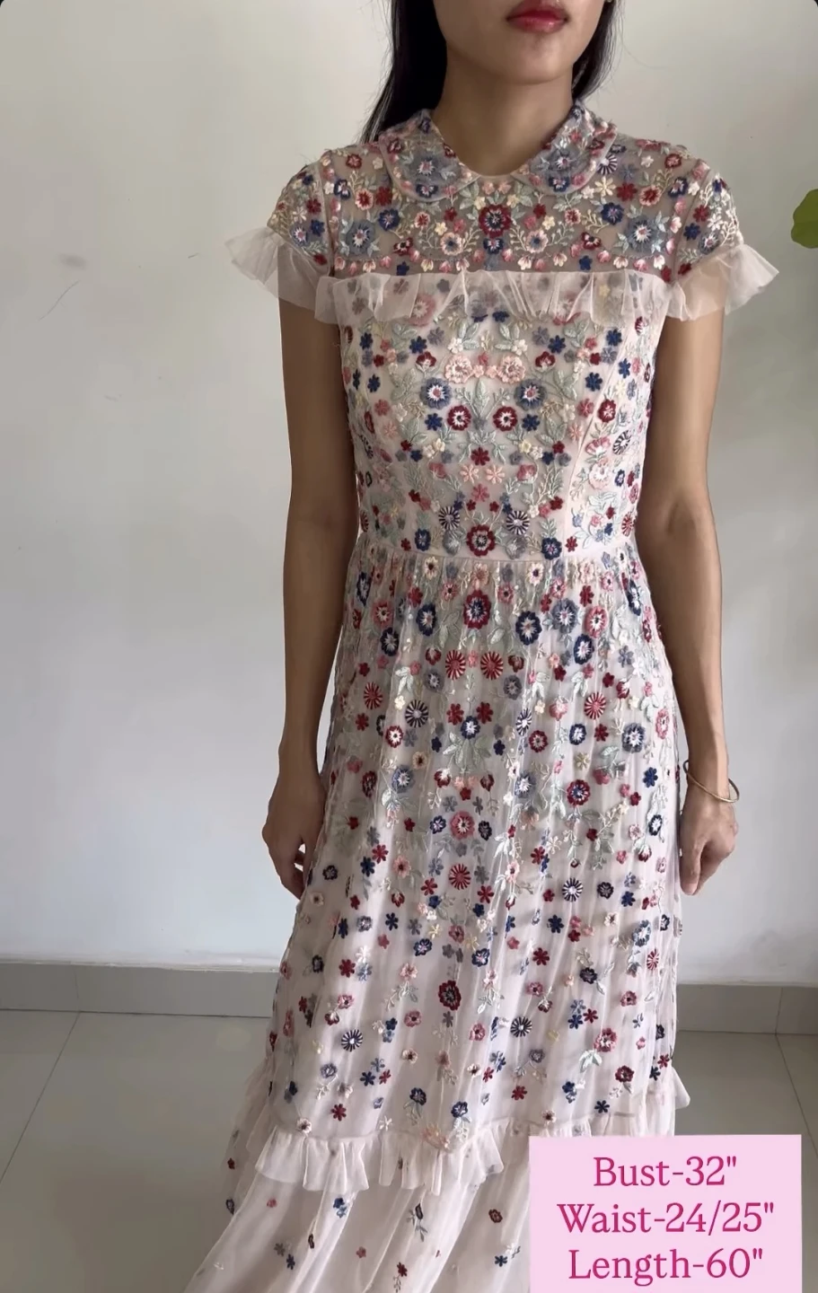 Needle and thread Floral Embroidered Mesh Dress