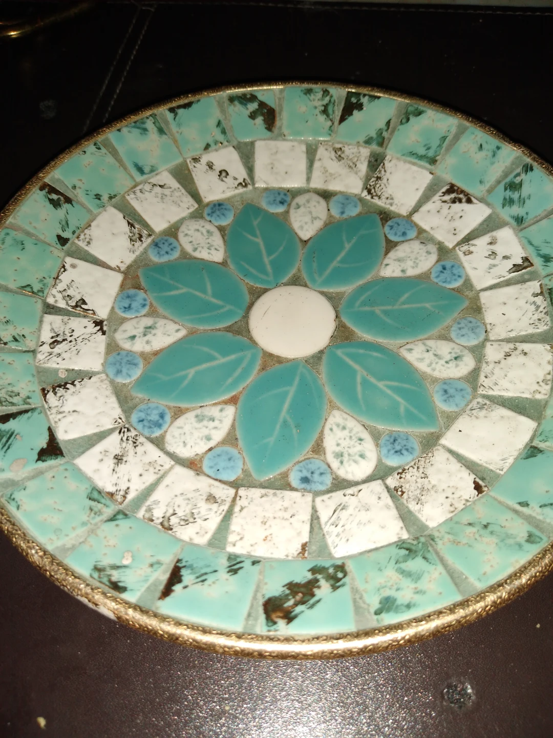 Vintage handmade tile mosaic plate - photo 3