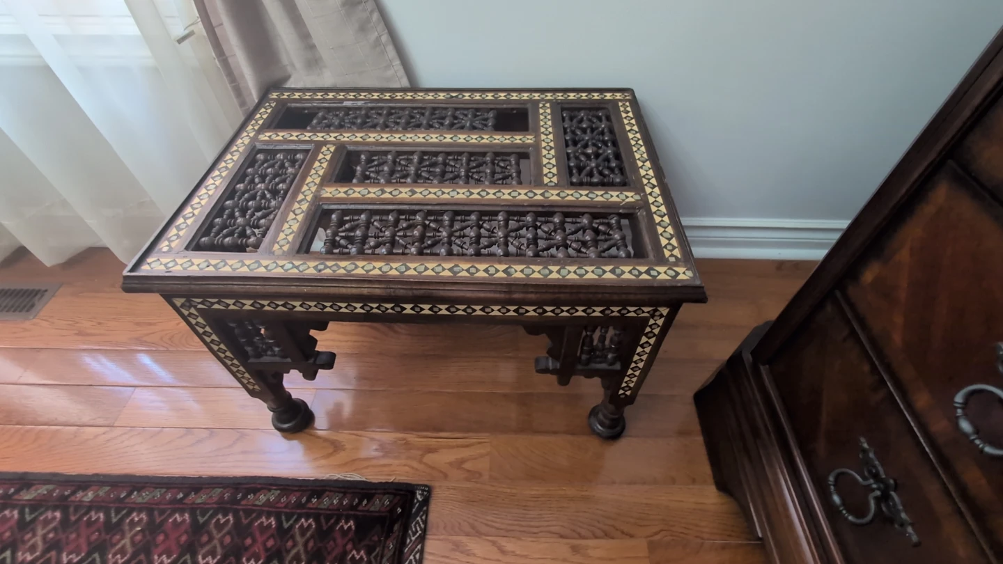 Ornate Wooden Side Table with Inlay - photo 2