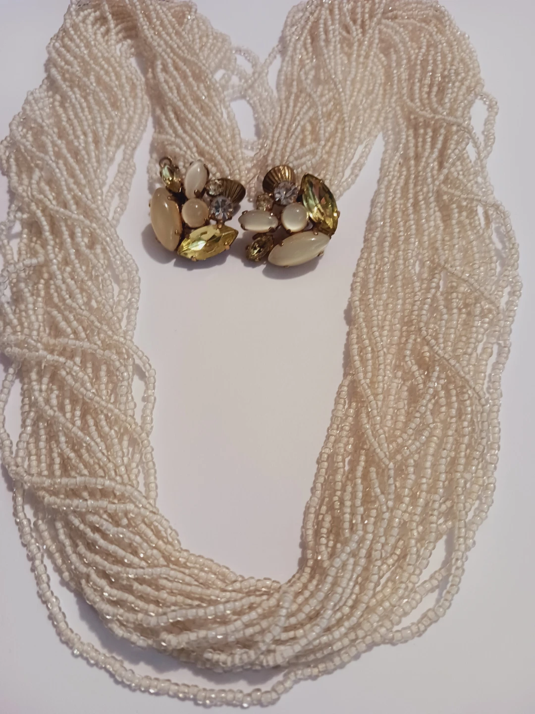 Multi-Strand Seed Bead Necklace with Gemstones  Clasp - photo 2