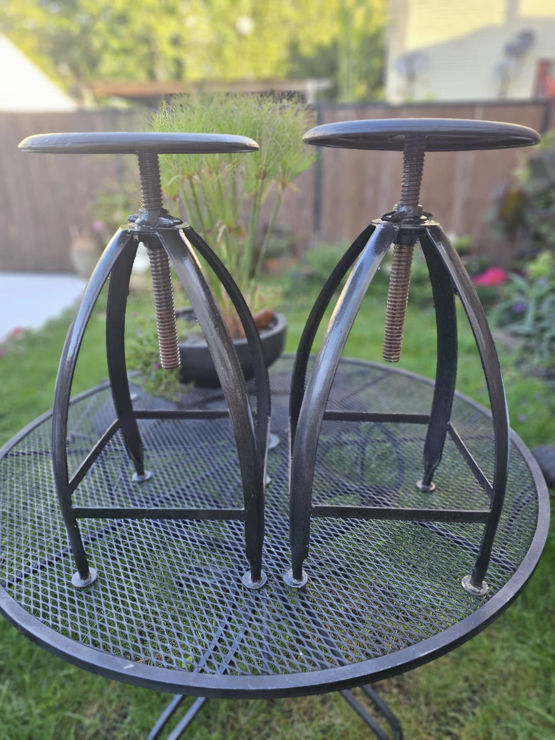Industrial Fixed Metal Bar Stools – Set of 2 🏈 - photo 2