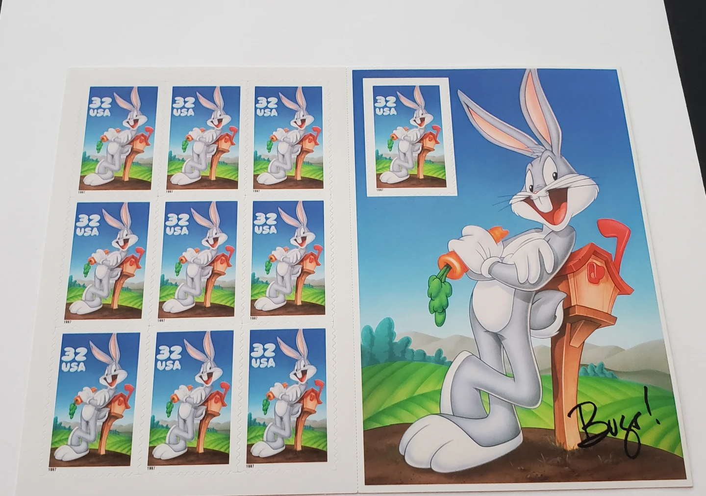 Vintage 1997 Bugs Bunny Postage Stamp Sheet