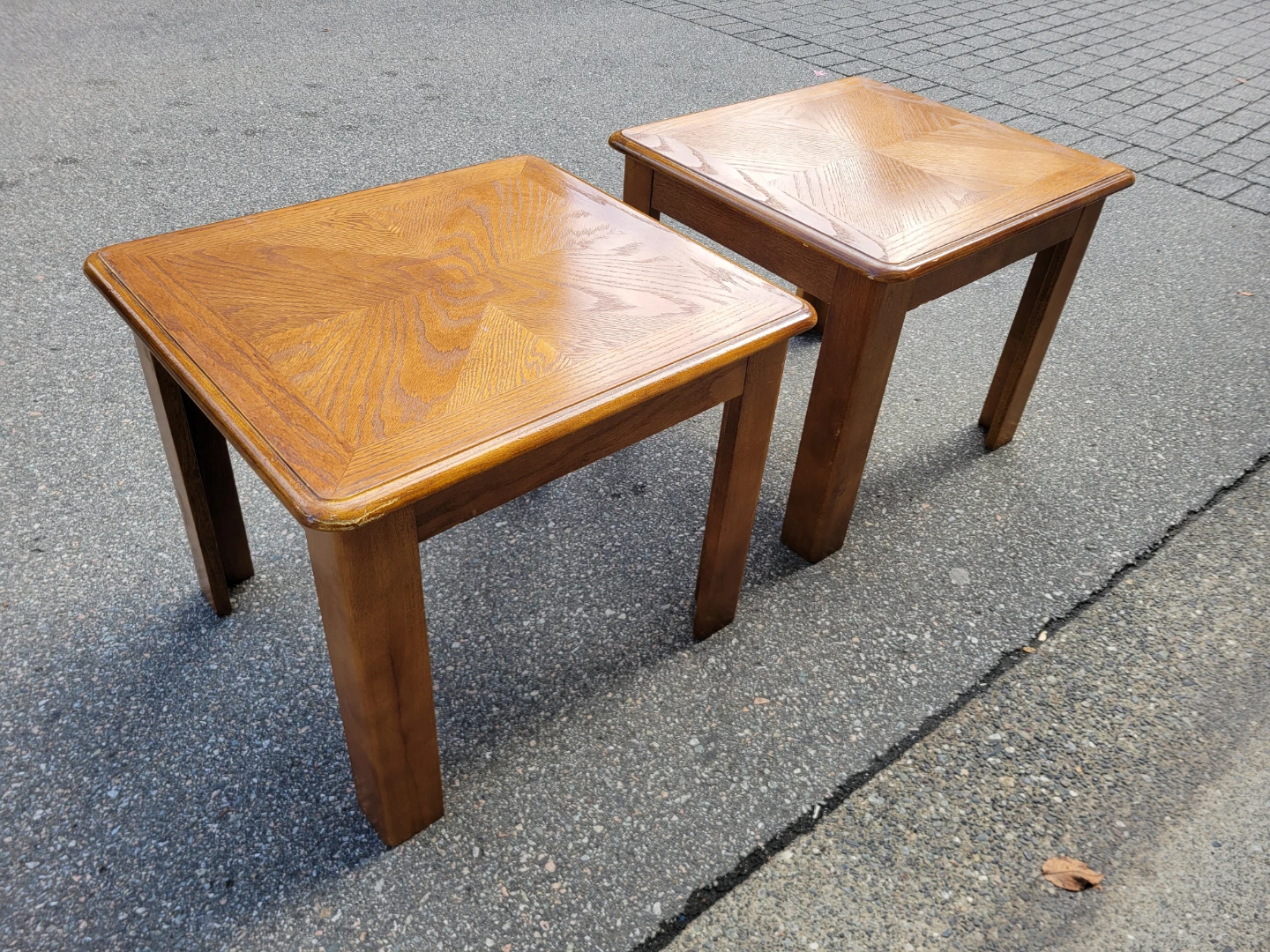 Pair of Mid-Century Solid Oak End Tables – Side Tables - photo 2