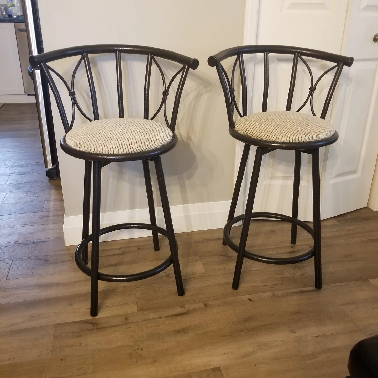 Pr Of SWIVEL METAL BAR STOOLS