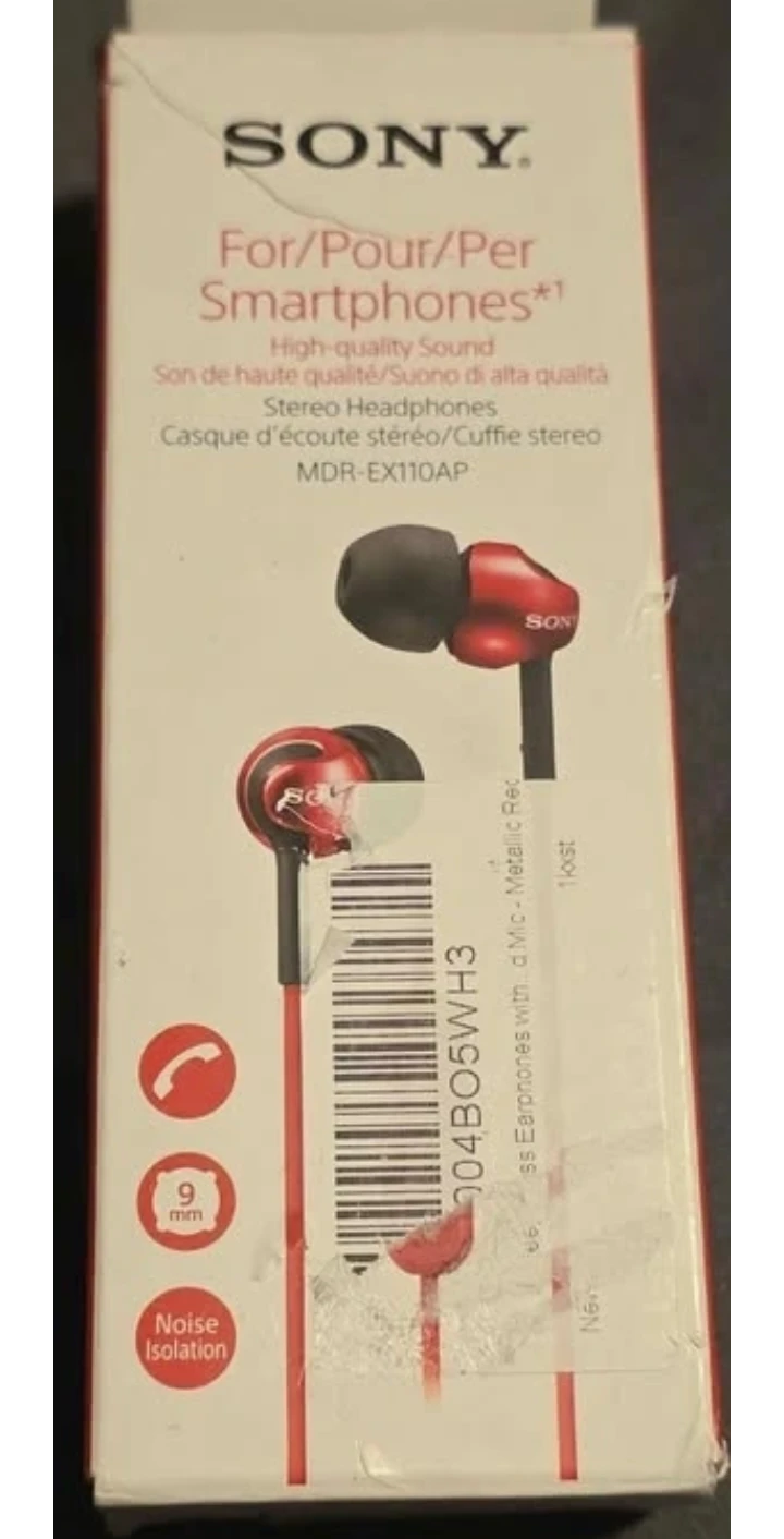 RED Sony MDR-EX110AP Stereo Headphones - BNIB, open box - photo 3