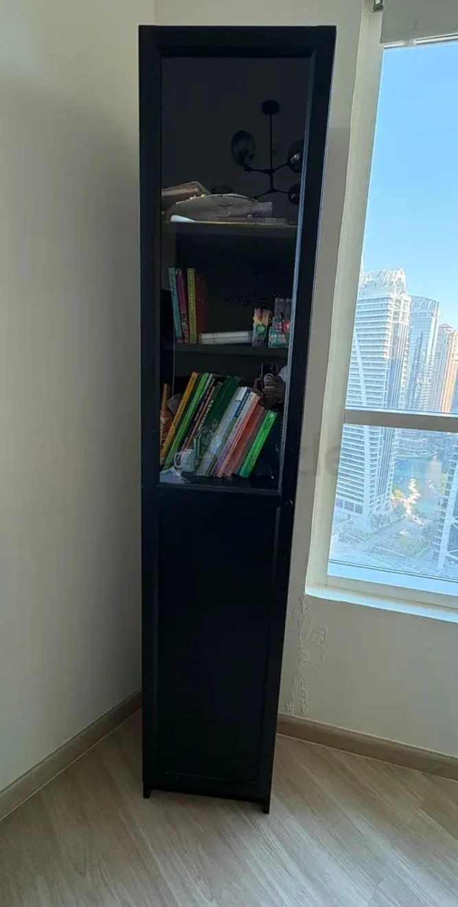 IKEA Tall Black Cabinet with Glass Door - photo 3