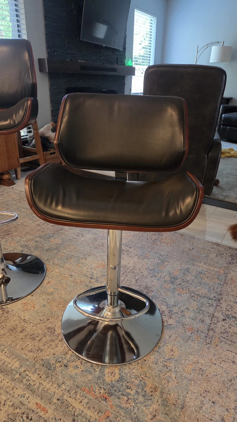 Two Brown Adjustable Swivel Bar Stools - photo 2
