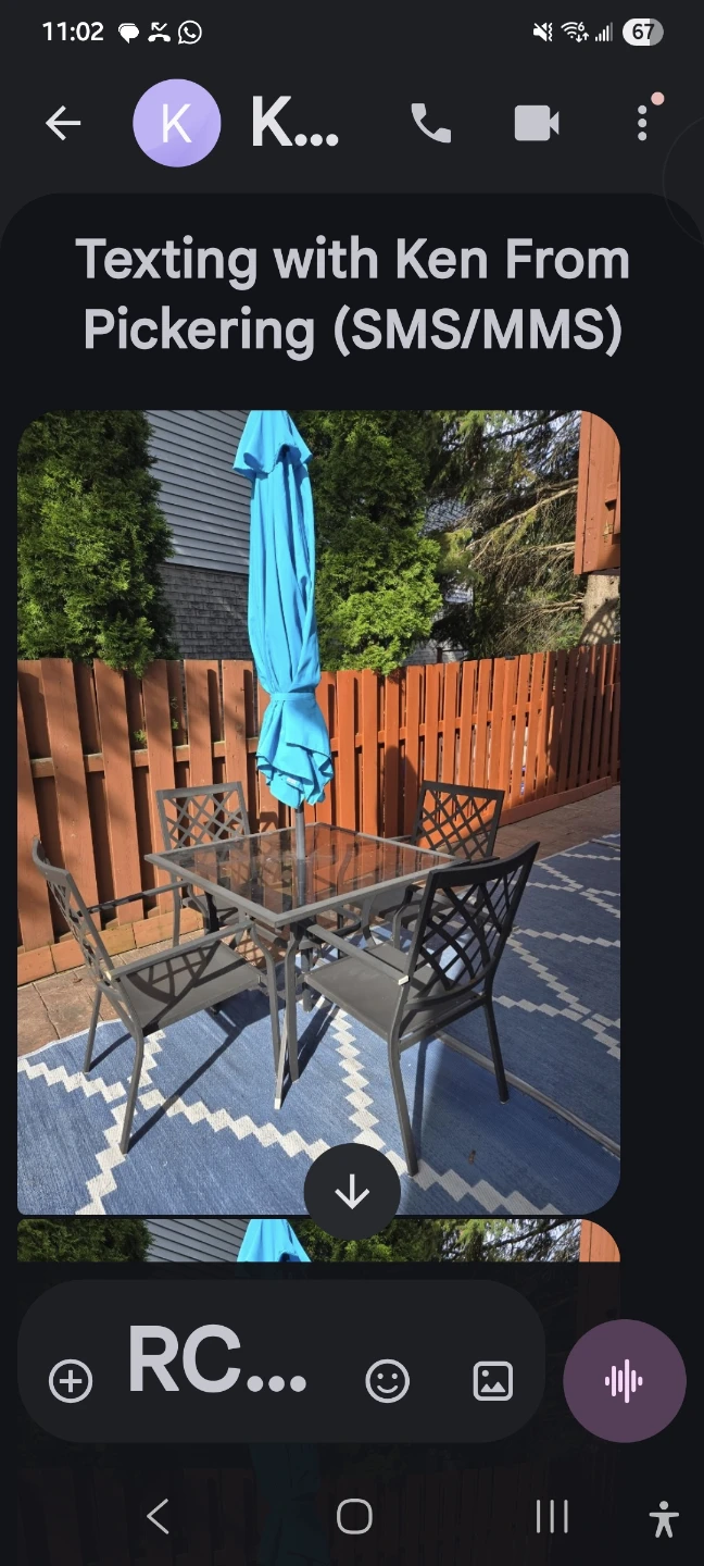 Five piece patio set
