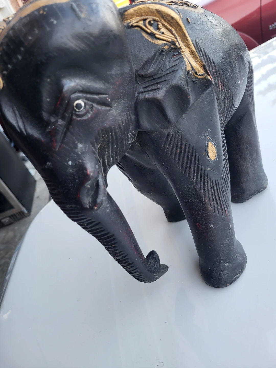 Decorative hand-carved wooden elephant statue - photo 5