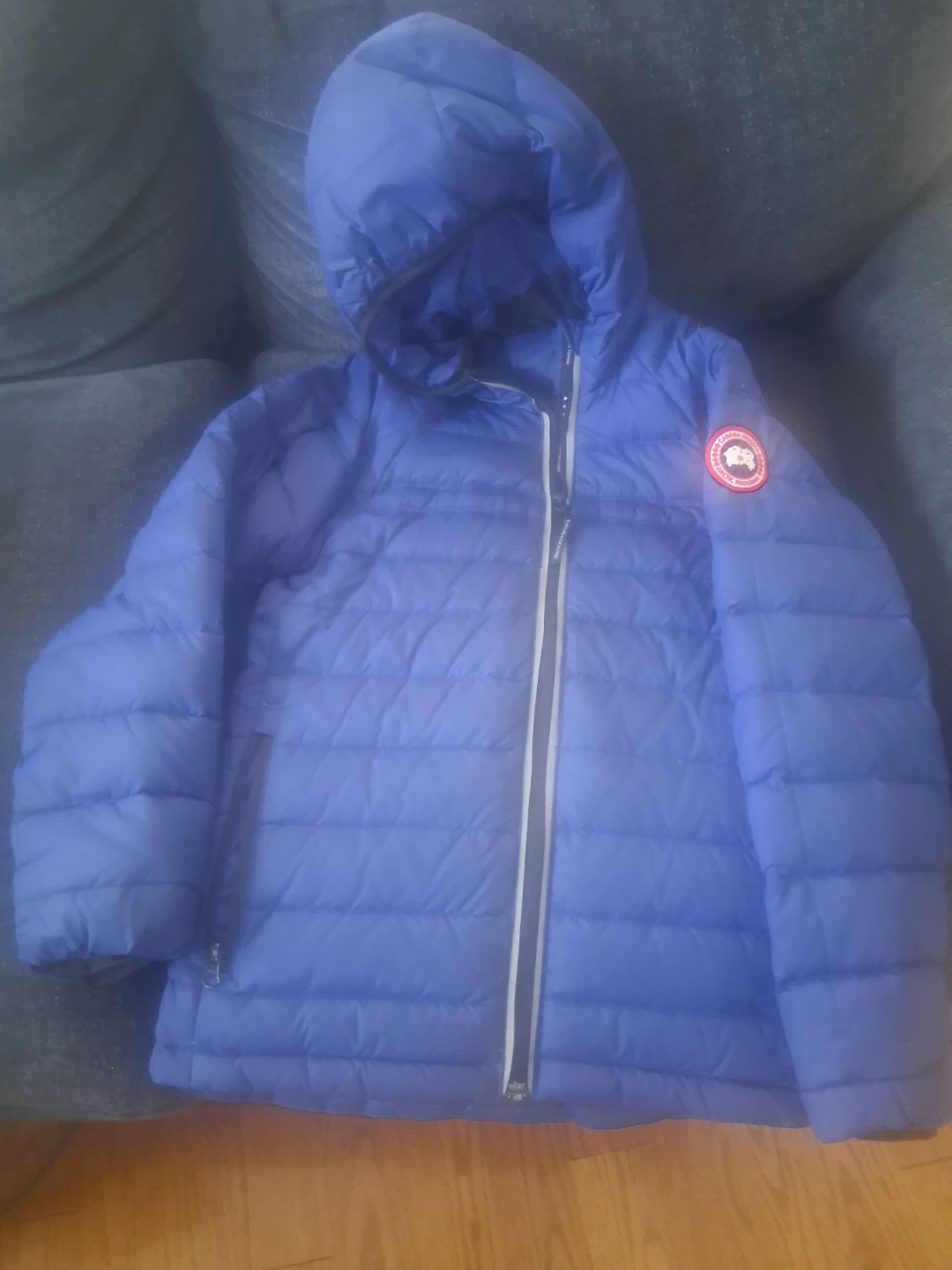 Canada Goose blue hooded puffer jacket