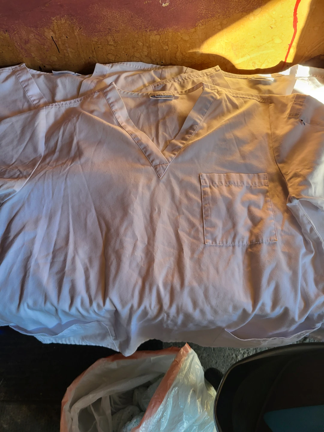 Meridian White Scrub Top Size M