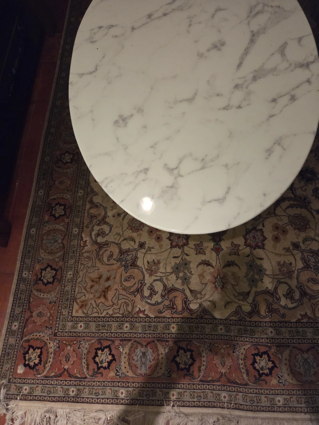 Oval Marble Coffee Table with Gold Pedestal Base