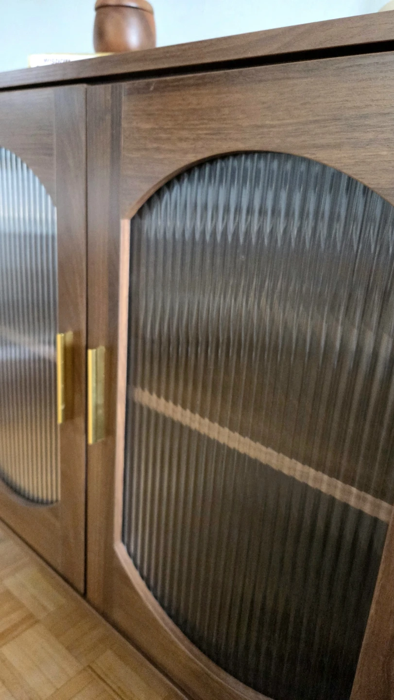 Mid-Century Walnut Cabinet Storage with Fluted Glass Doors *new - photo 4