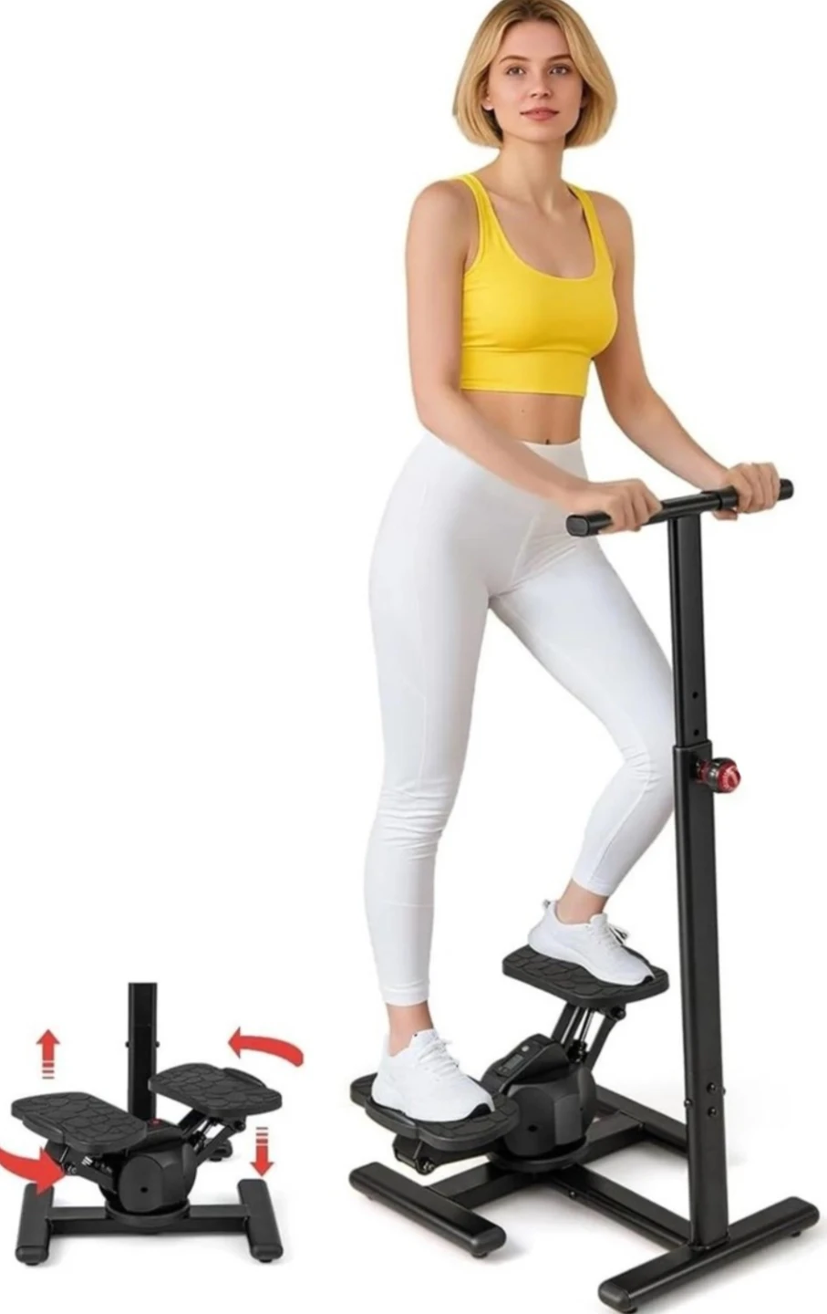 Black Fitness Stepper with Handlebar
