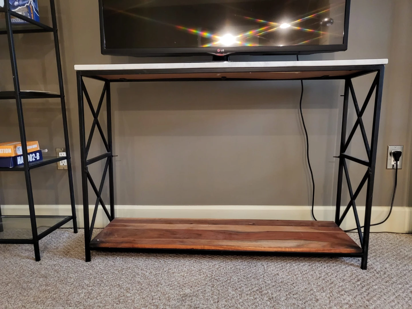 Marble and Wood Console Table and Side Table Set - photo 4