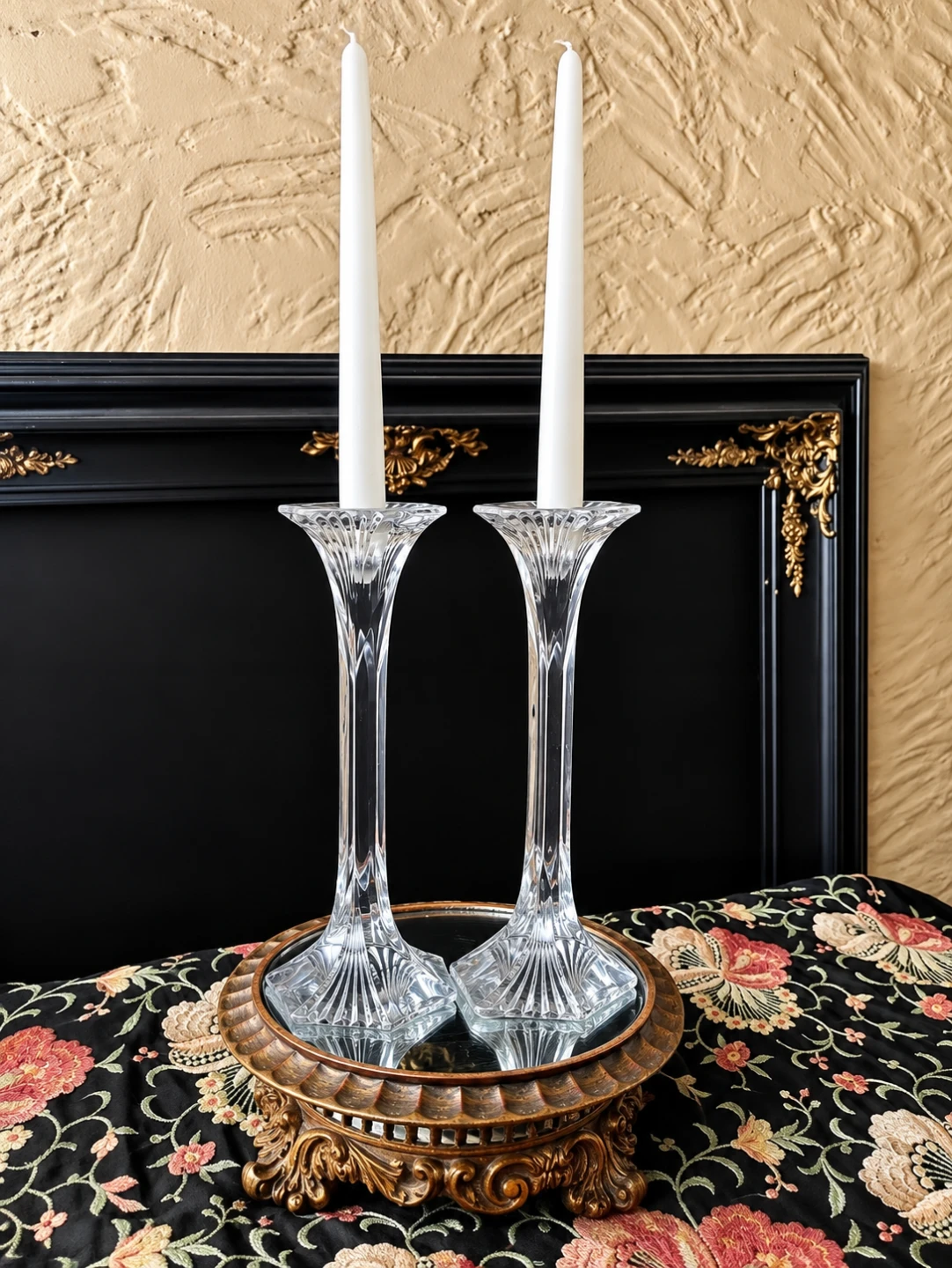 Two Vintage 80s Excelsior Mikasa Crystal  Candle Holders - photo 3