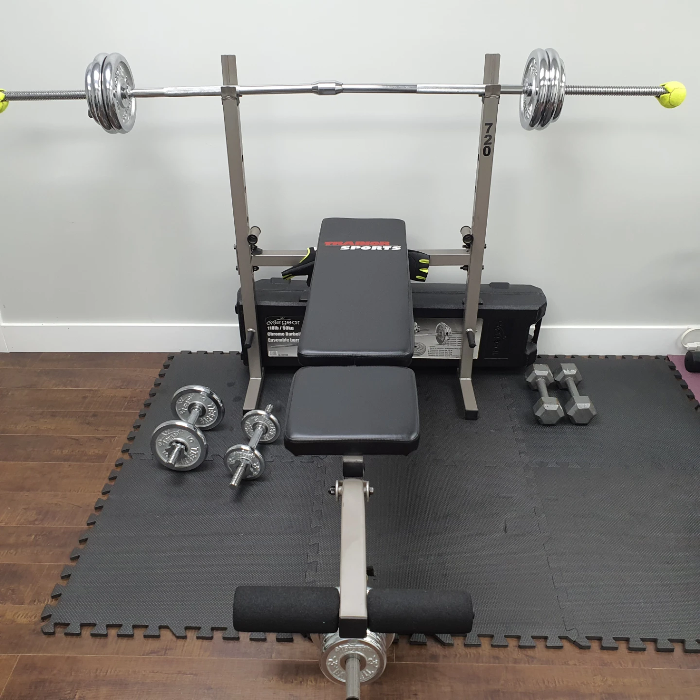 Exergear 110lb / 50kg Chrome Barbell and Dumbbell Set