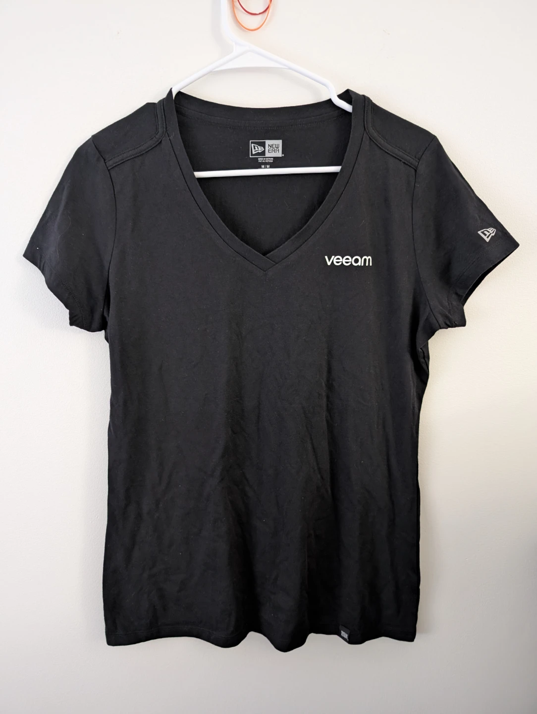 New Era Black V-Neck T-Shirt Veeam Tech Swag Thin and Comfy