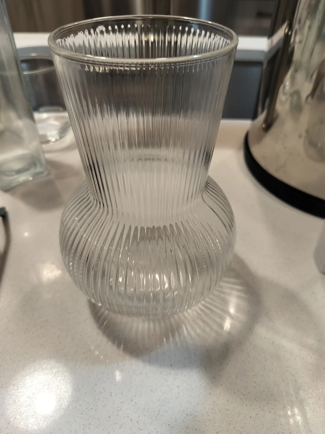 Ribbed Clear Glass Vase