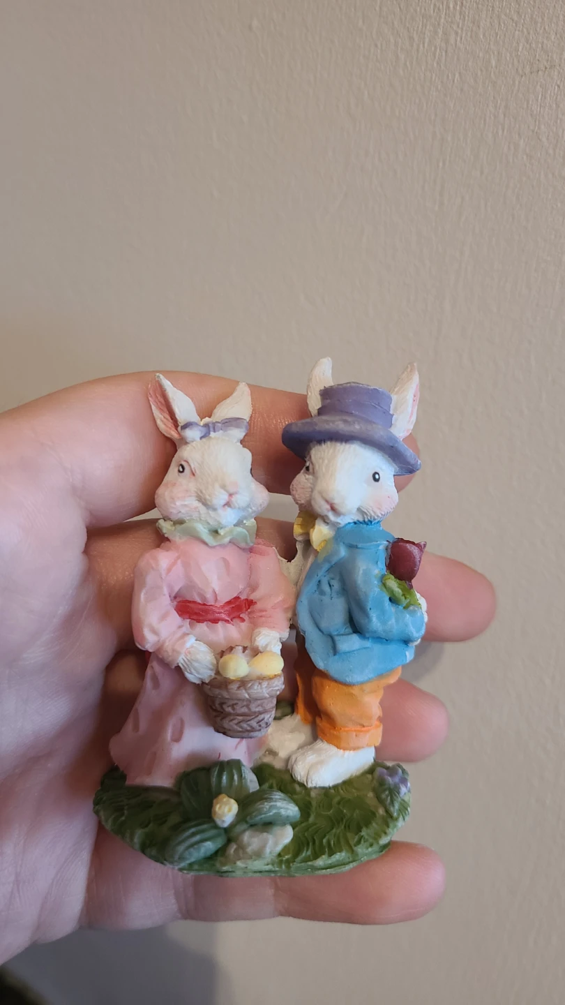 Two decorative Easter rabbit figurines - photo 3