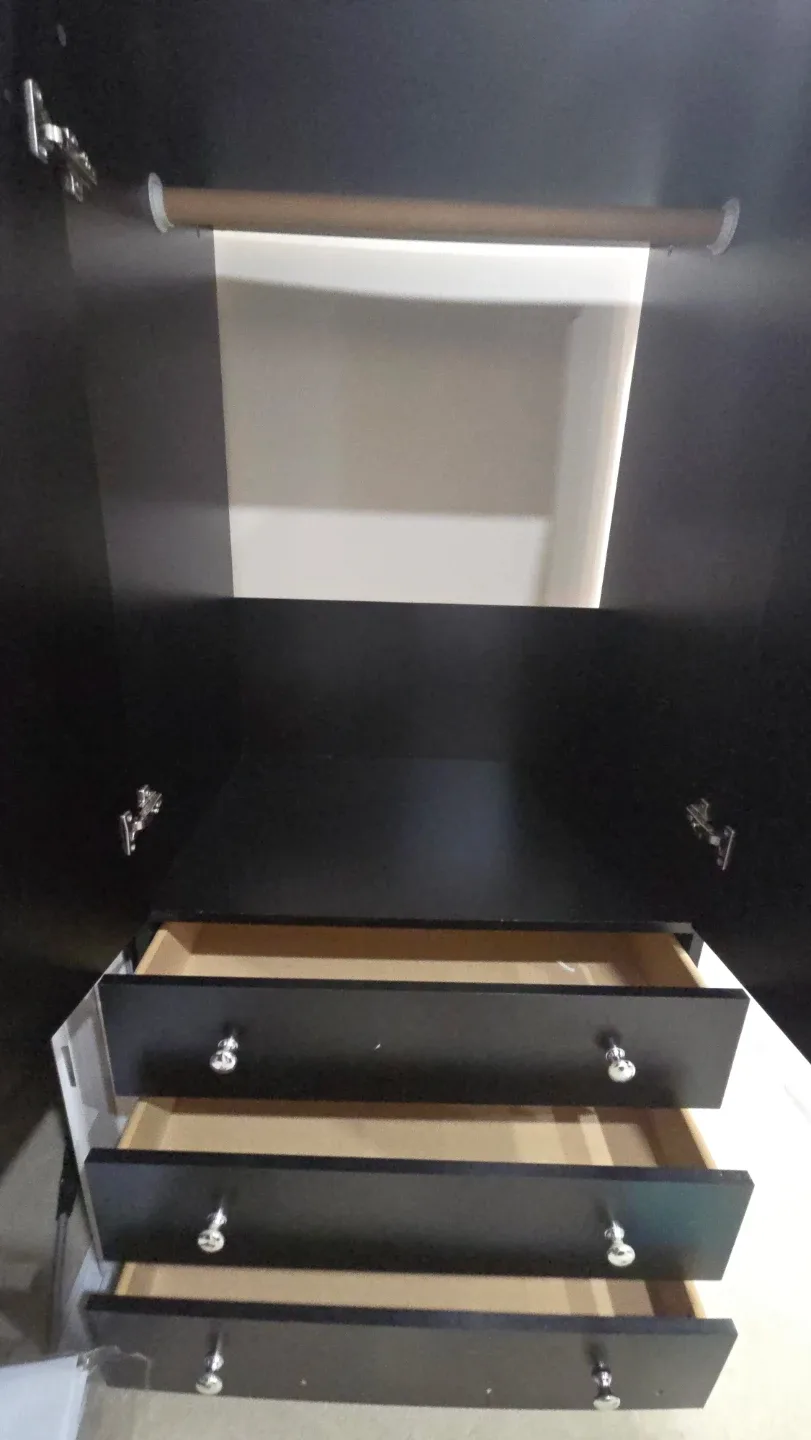 Used Black Wardrobe with Three Drawers - photo 3