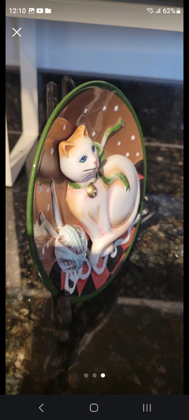 Florence Giuseppe Armani 3D Cat Collector Plate + stand - photo 3