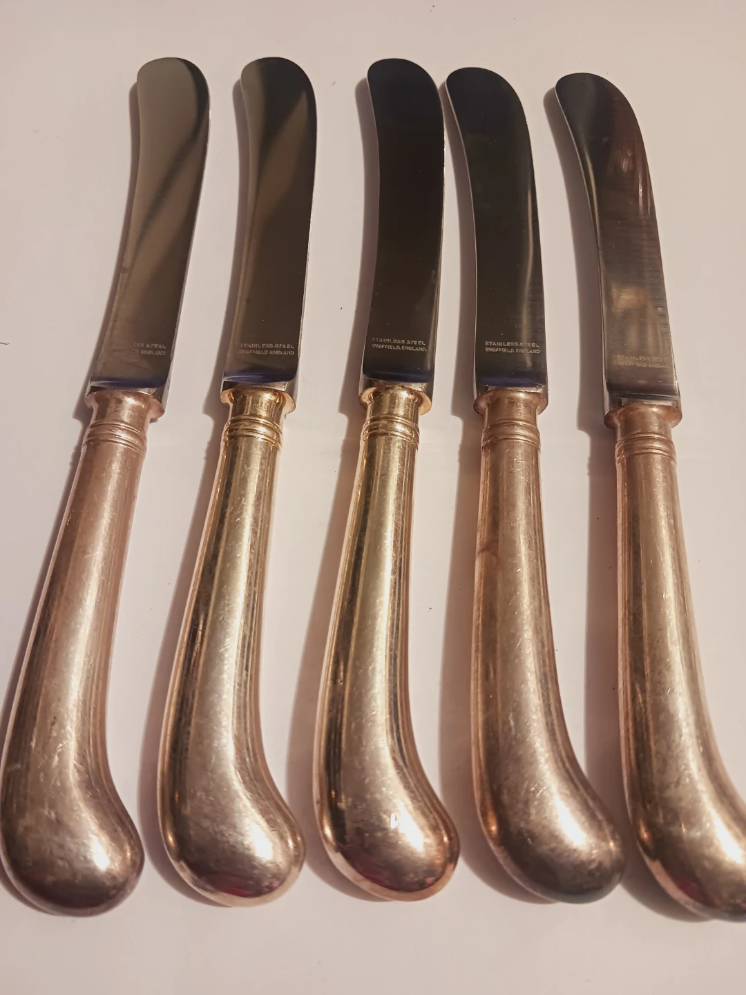 Set of 5 Pistol Handle Silver Knives - photo 2
