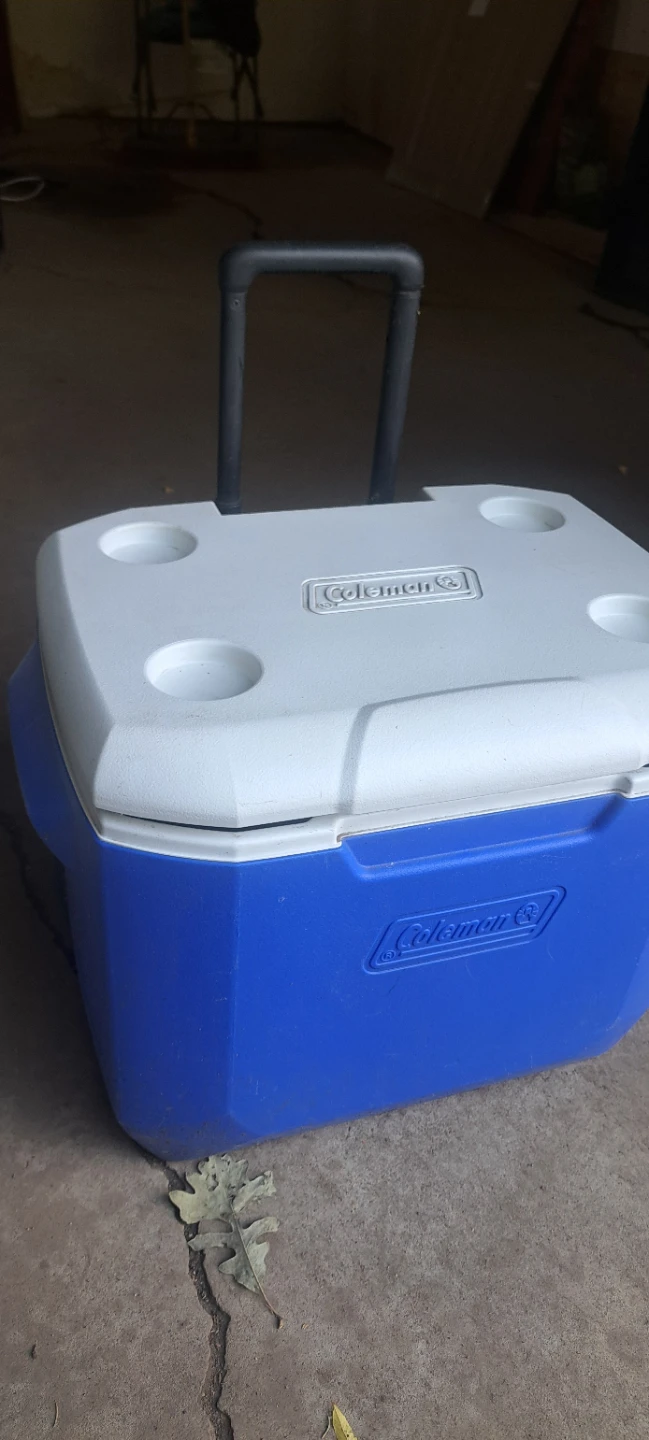 Coleman Wheeled Cooler Blue and White