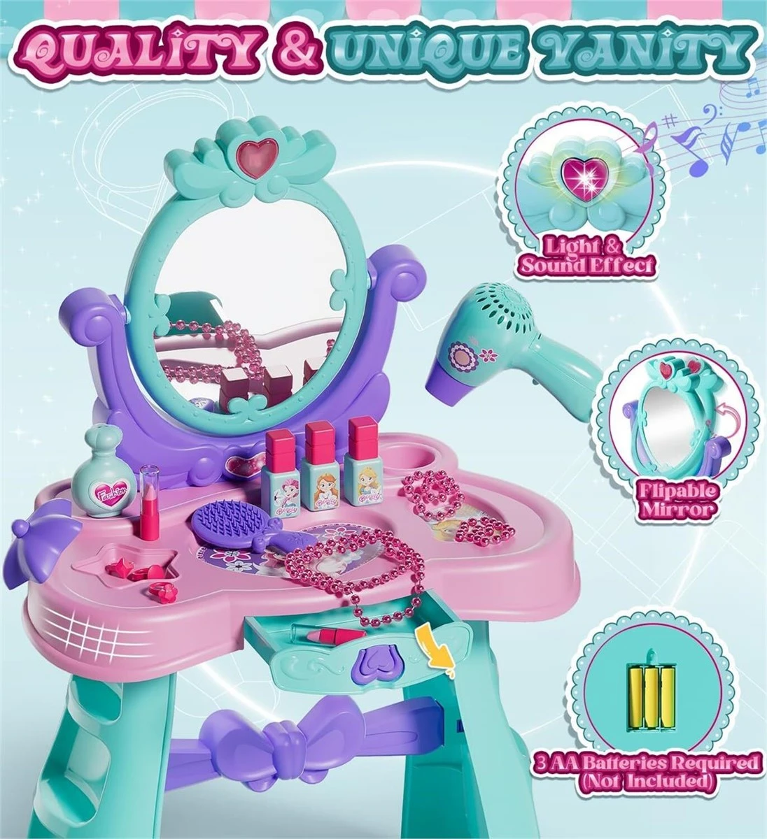 Lehoo Castle Kids Vanity Set with Mirror and Stool - photo 2