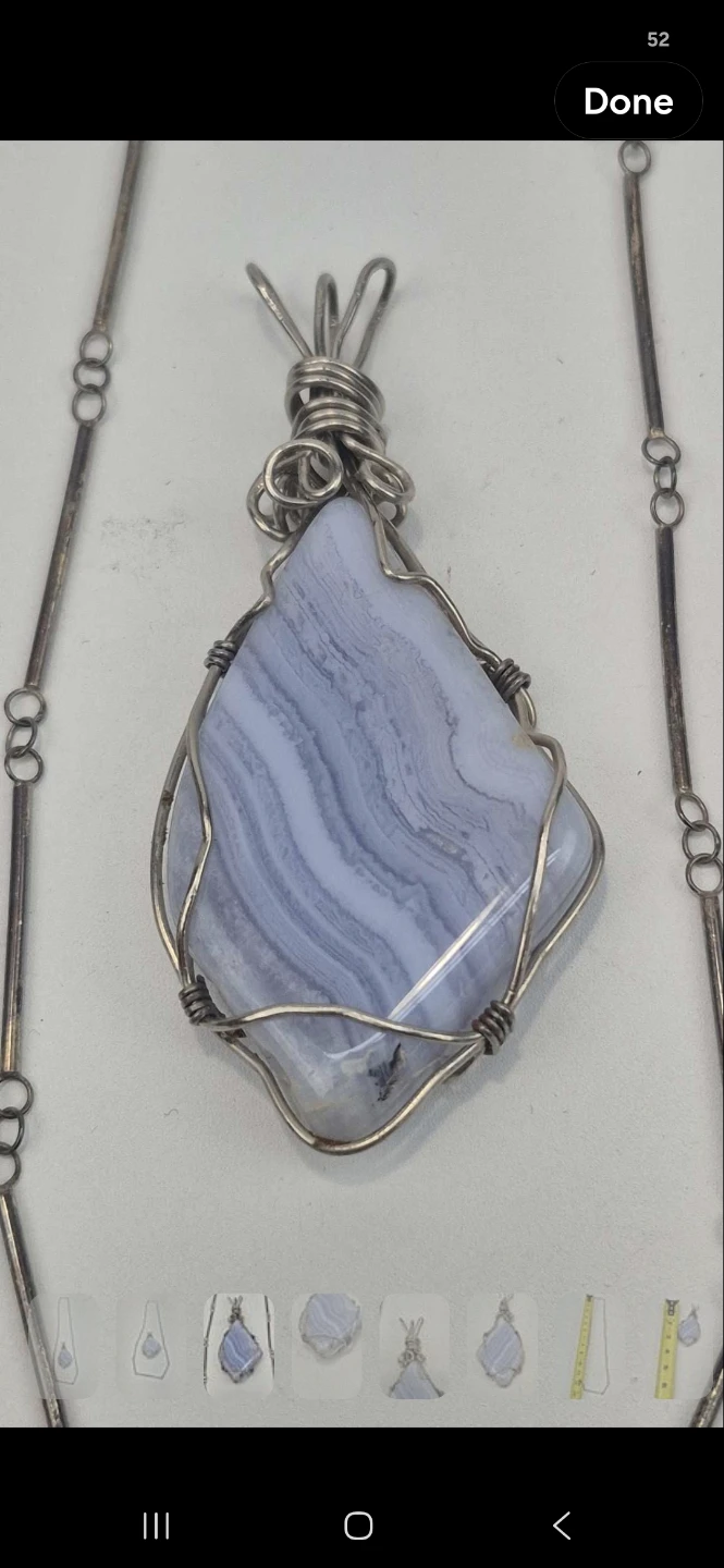 Natural Blue Lace Agate Pendant with Sterling Silver Necklace - photo 3