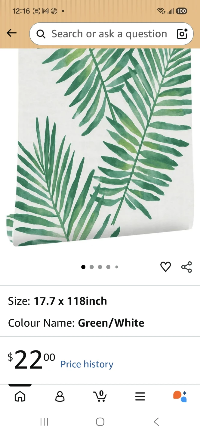 Green and white palm leaf peel and stick wallpaper - photo 2