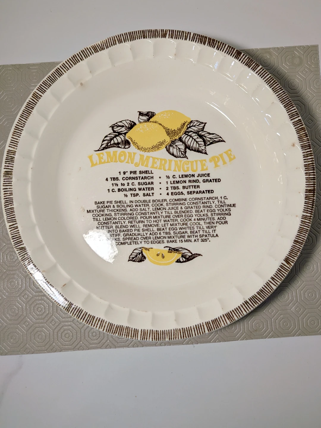 Royal China by Jeannette Lemon Meringue Pie Plate