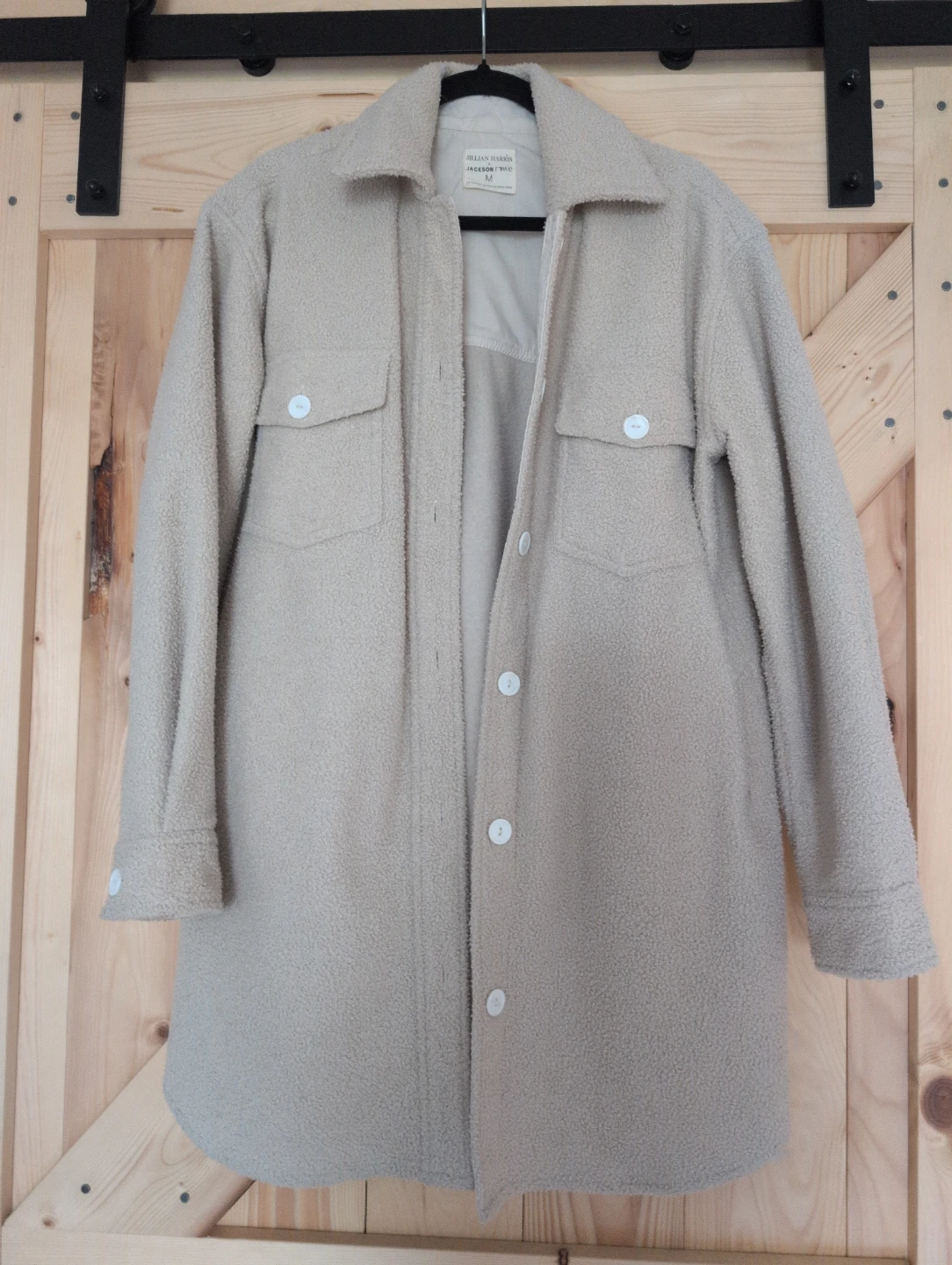 Jillian Harris x Jackson Rowe Sherpa Shacket Beige Size M