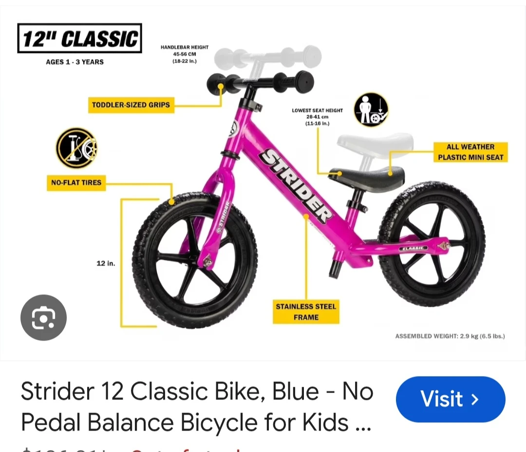 Strider 12 Classic Balance Bike - Pink