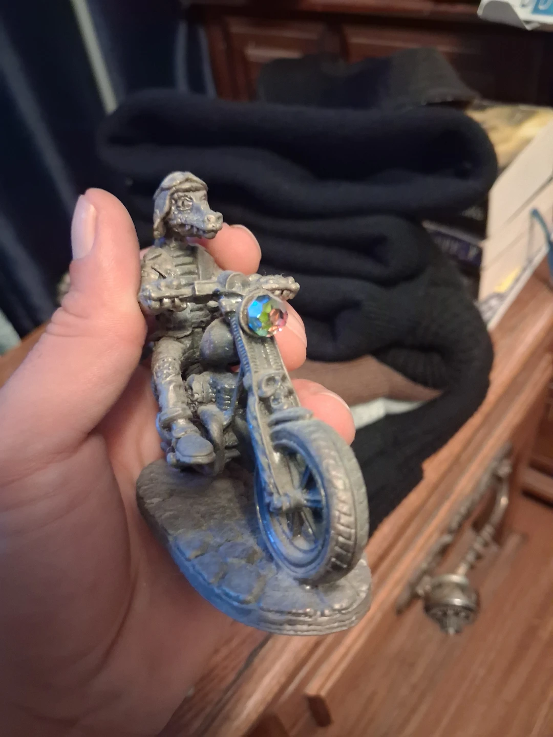 Signed Mark Locker The Biker Pewter Figurine - photo 2