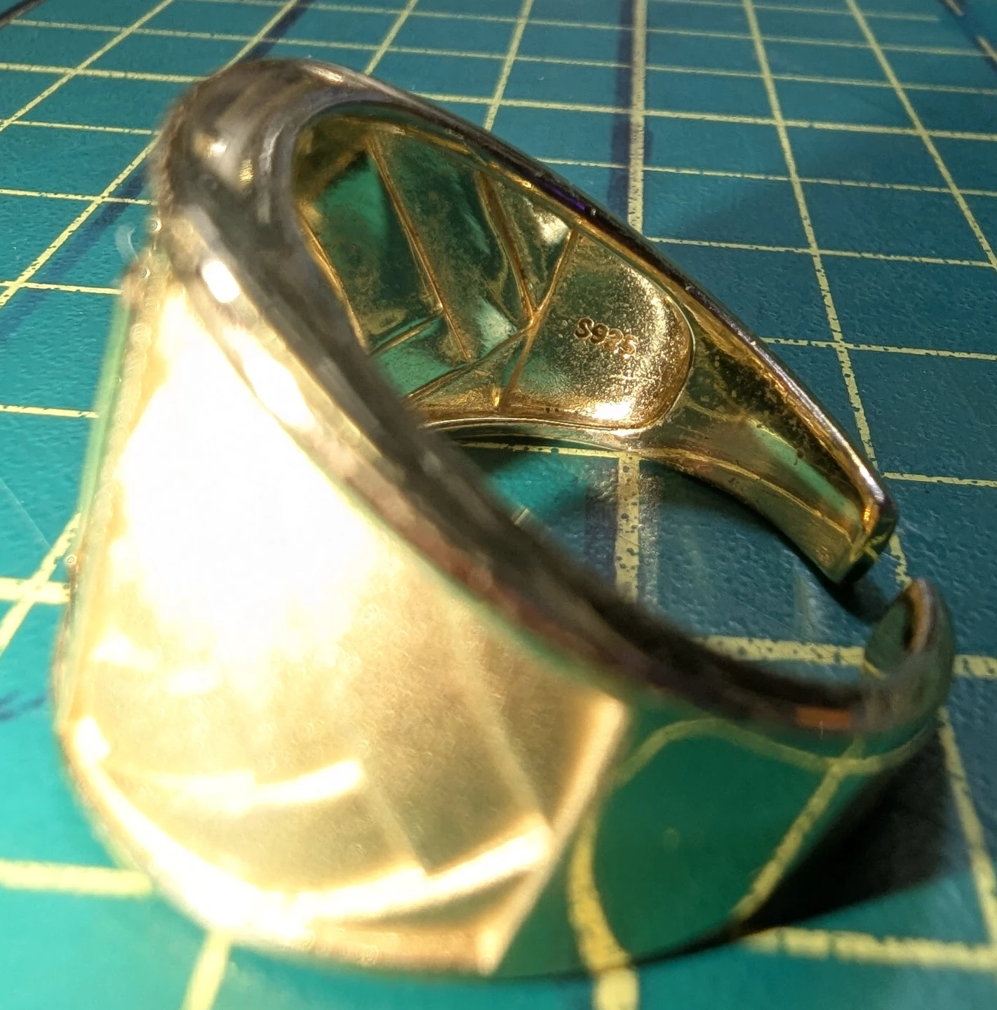 🏈925 Stirling Silver Gold Plated Men's Diamond Ring - photo 2