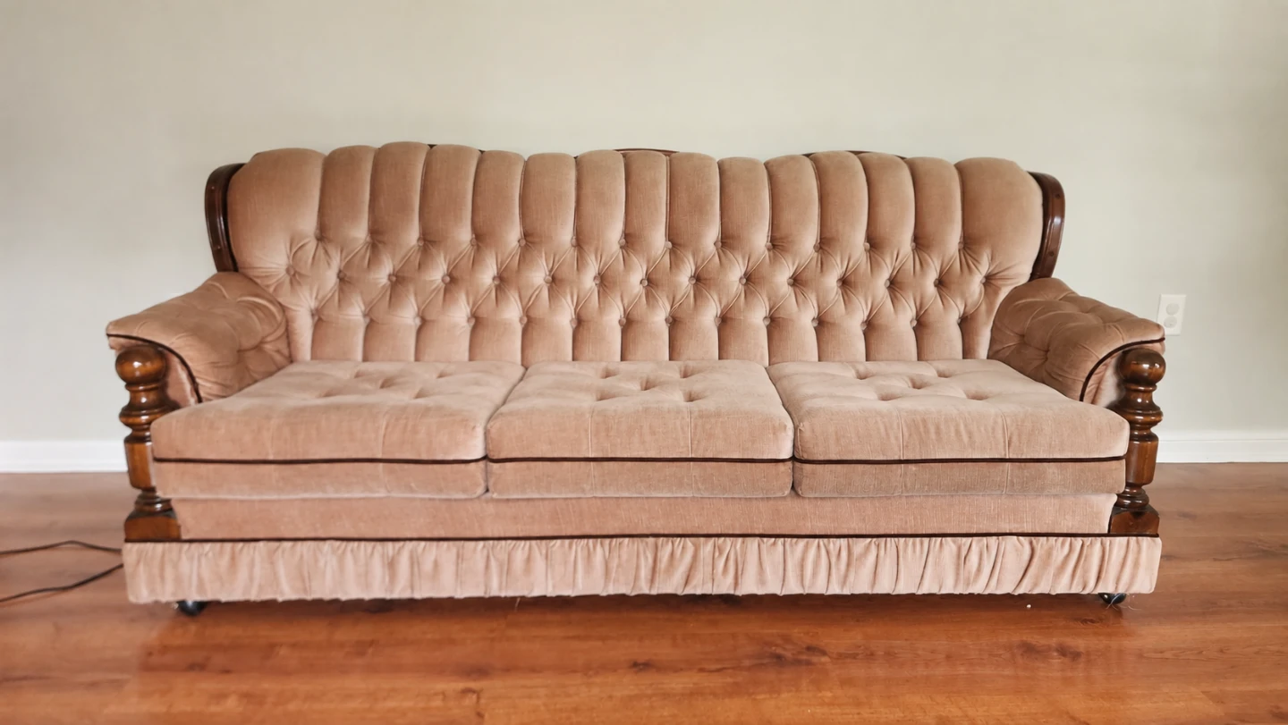 Vintage Tufted Sofa and Armchair Set