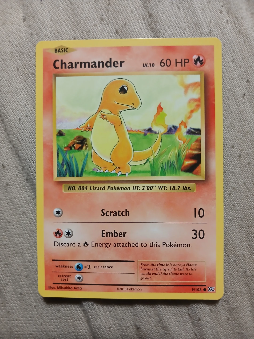 Charmander 9/108 2016 Pokémon Card