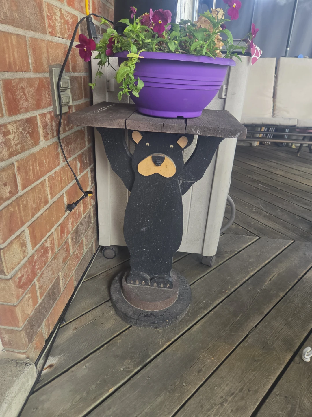 Wooden Bear Plant Stand
