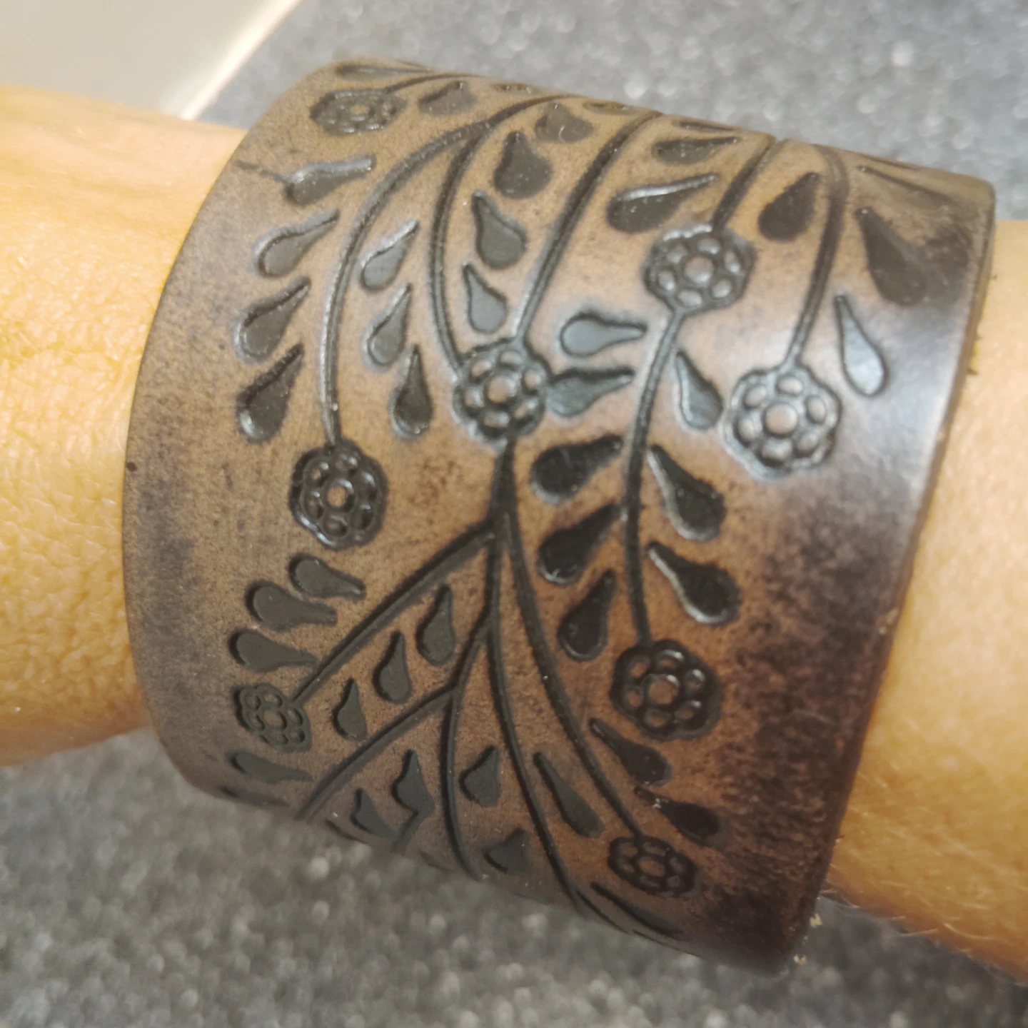 Vintage Brown Leather Wide Band Bracelet