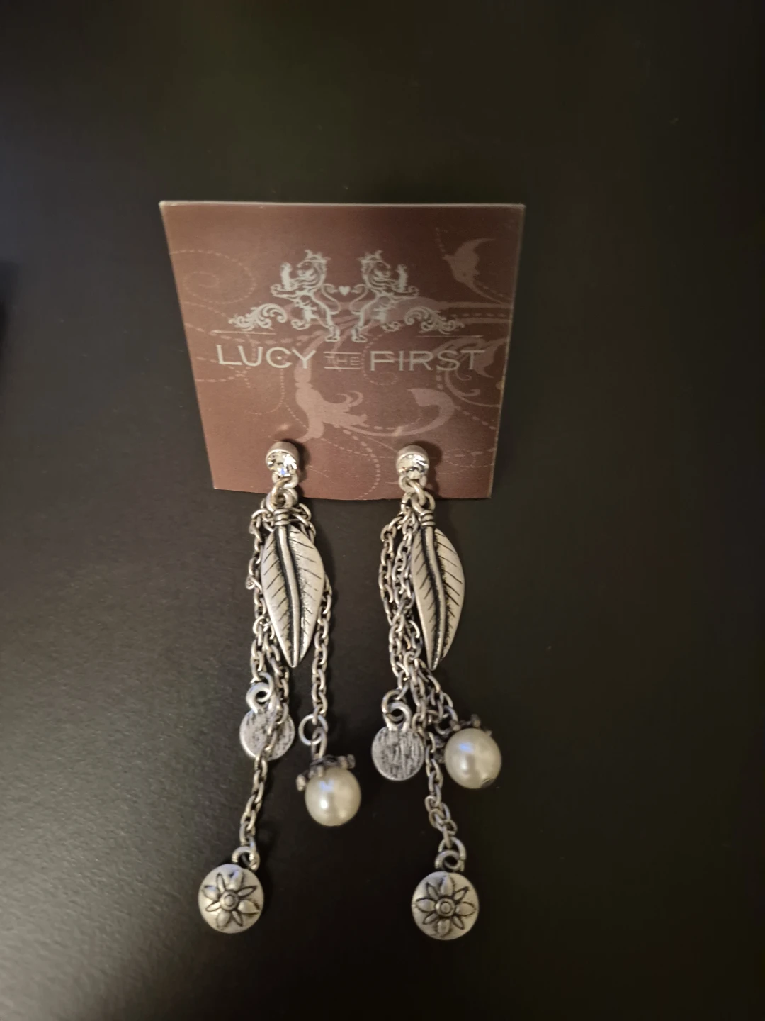 Lucy the First Leaf and Pearl Earrings