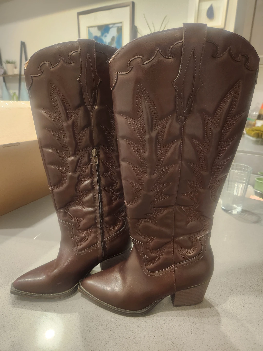 Dark Brown Western-Style Boots, Cowboy Embroidered boots - photo 3