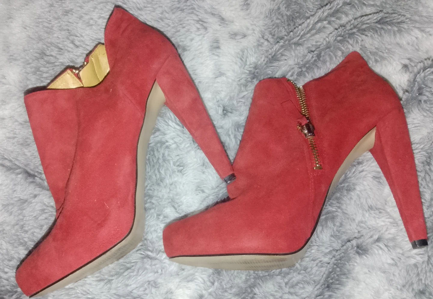 Red Suede Ankle Booties