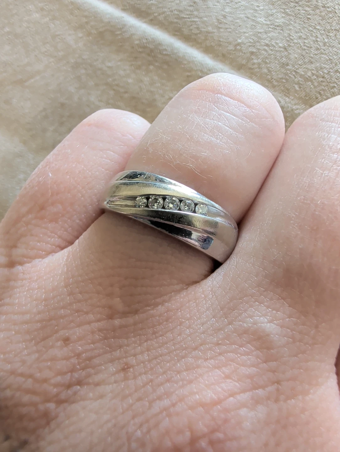 Silver-Tone Ring with Five Small Stones